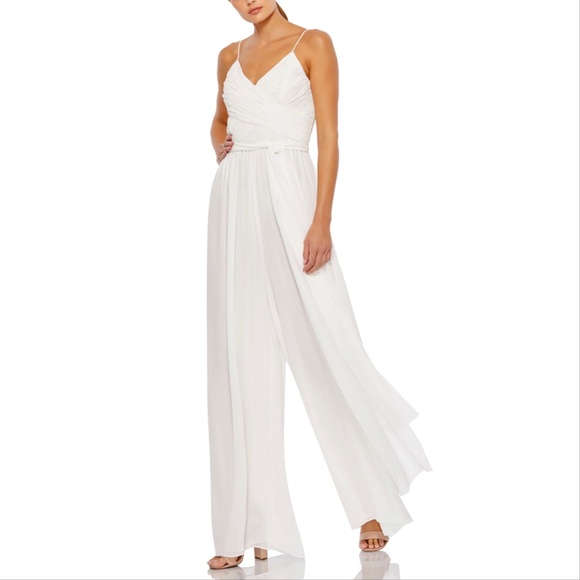 Mac Duggal Ieena 2651 Flowy Faux Wrap Chiffon Jumpsuit